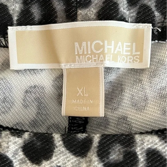 MICHAEL Michael Kors Black Leopard Print Leggings With Faux Fly XL EUC - Picture 13 of 16